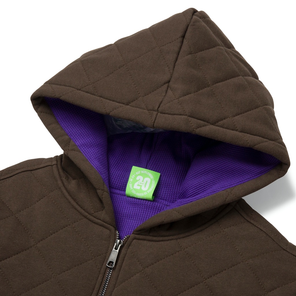 HUF Workman Quilted Full Zip - chocolate L