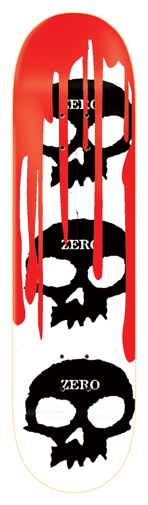 Zero Skateboard Deck Team 3-Skull Blood White 7,875