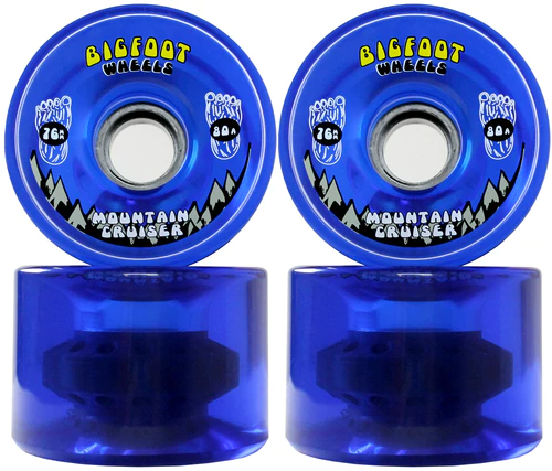 Bigfoot Mountain Cruiser Longboard Wheels Clear Blue 76mm 80a