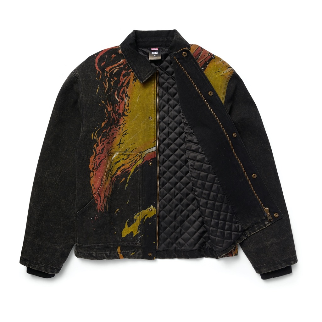 HUF Dark Phoenix Work Jacken - washed black XL