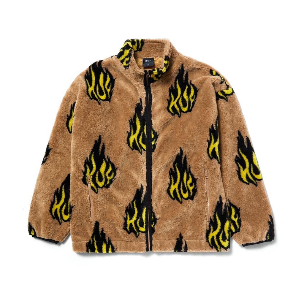 HUF Flamin Zip Sherpa Fleece - oatmeal XXL