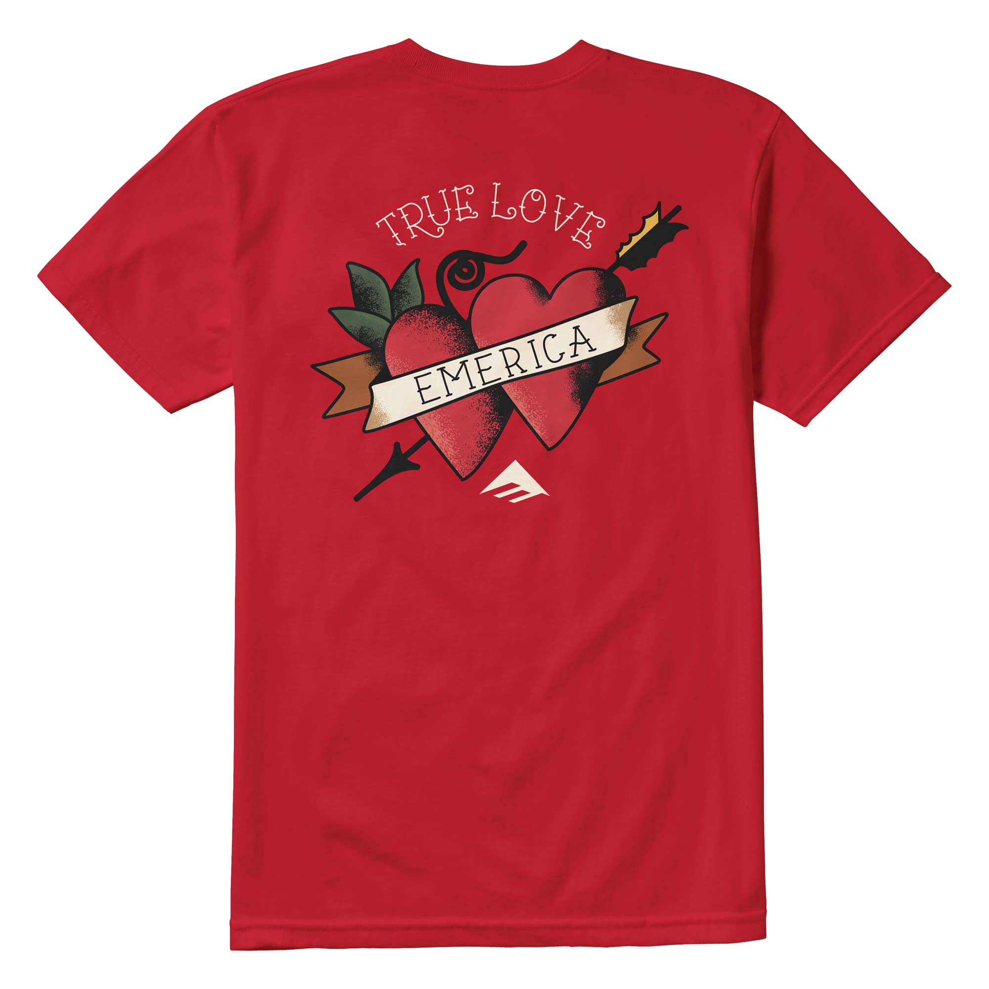 EMERICA T-Shirt LOVE TRIANGLE POCKET red