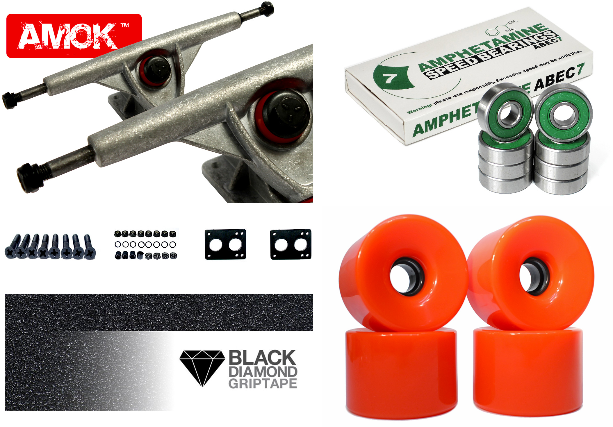 Amok Downhill 180 Raw Basic Longboard Achsen Set