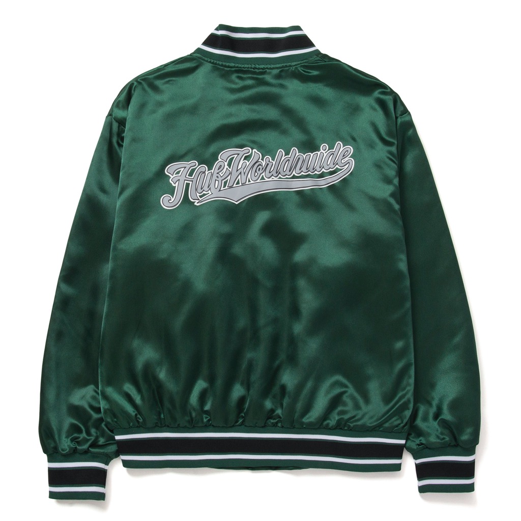 HUF Crackerjack Satin Baseball Jacke - forest green M