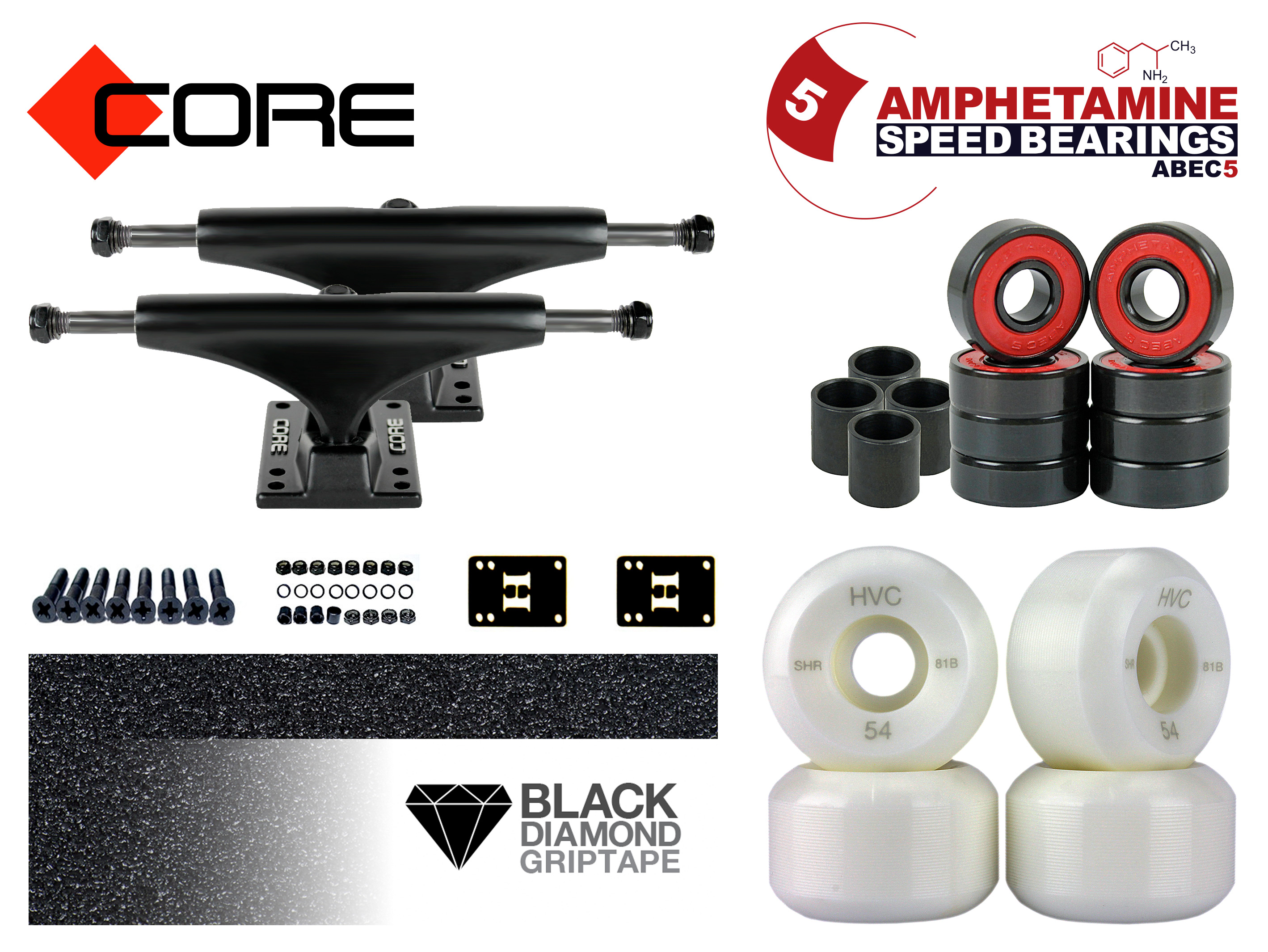 Skateboard Achsen Set-up Core noir 5.25