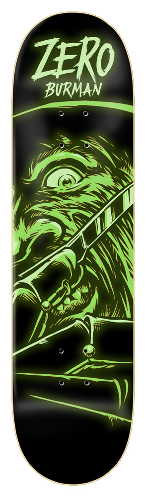 Zero Skateboard Deck Burman Fright Night GITD 8,25