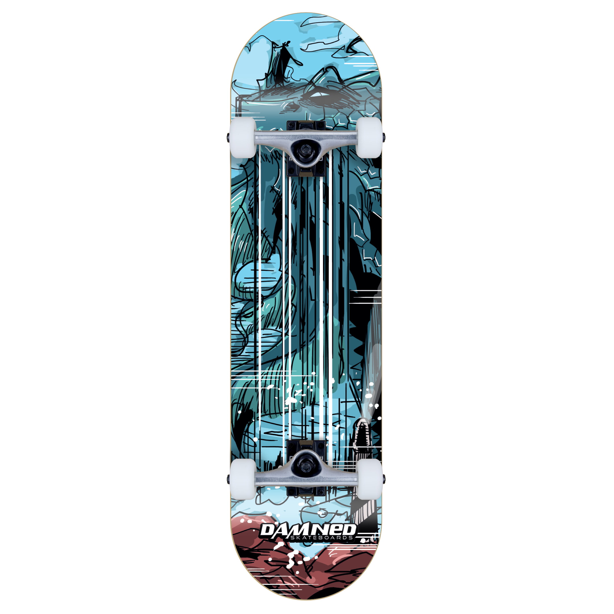 Damned Komplett Skateboard DS Draco Aquarius 8.37