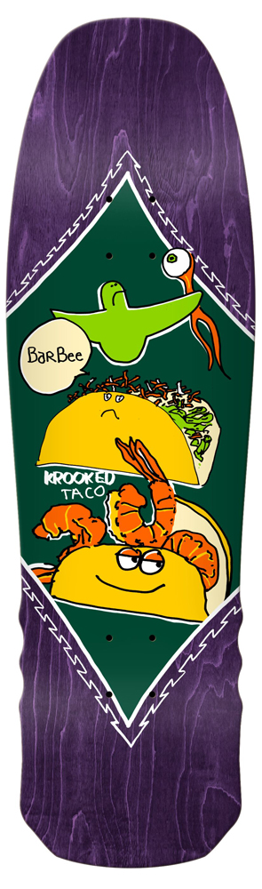 Krooked Skateboard Deck Barbee Shrimp Taco 9,30