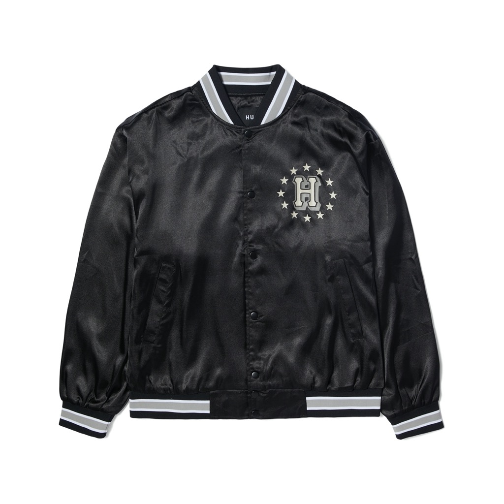 HUF Galactic Stack Baseball Jacke - black