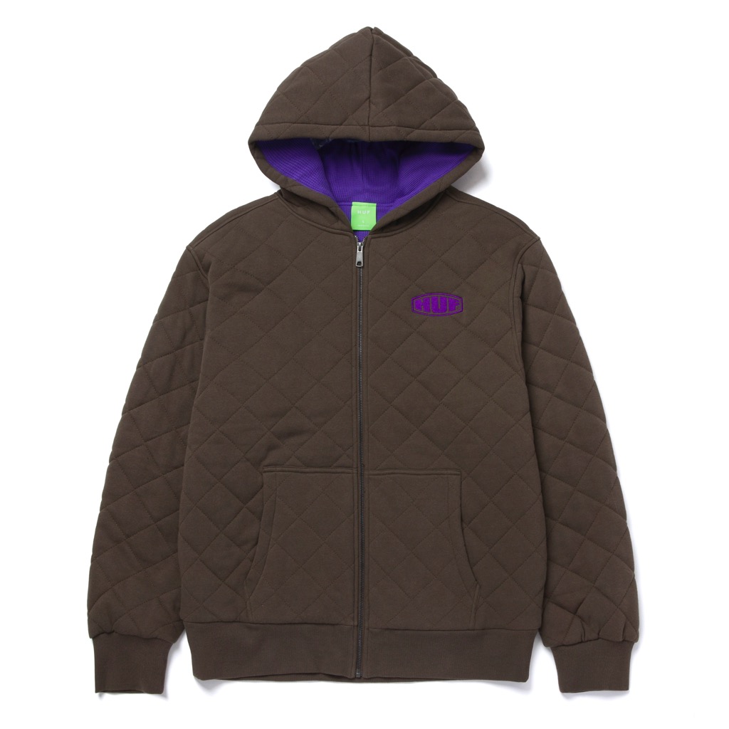 HUF Workman Quilted Full Zip - chocolate L