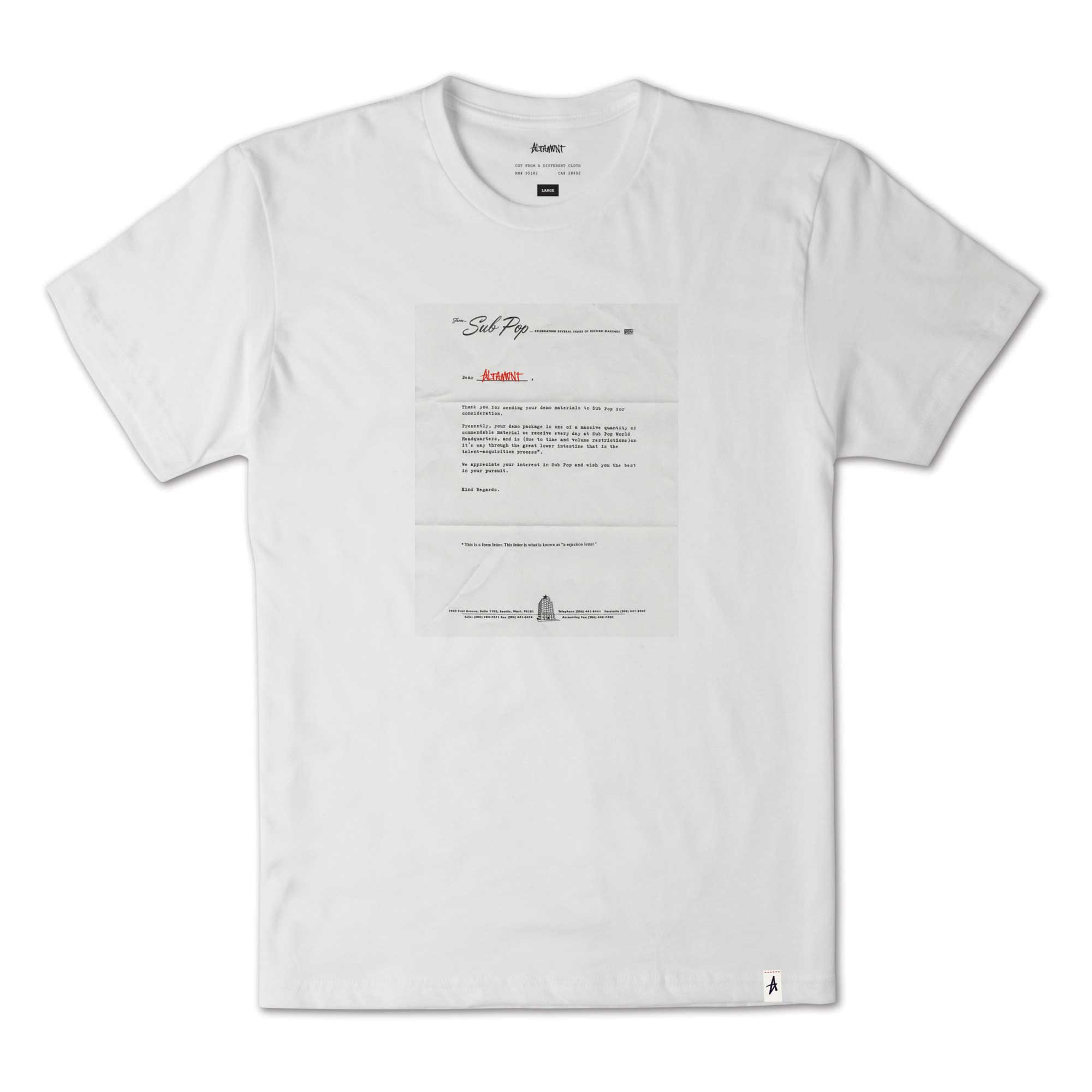 ALTAMONT T-Shirt ALTAMONT X SUB POP LETTER blanc