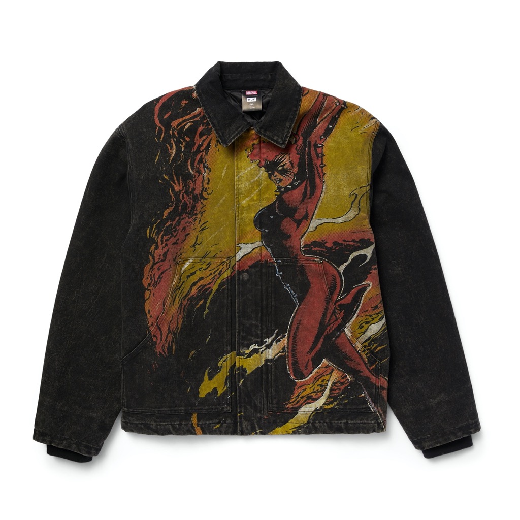 HUF Dark Phoenix Work Jacken - washed black