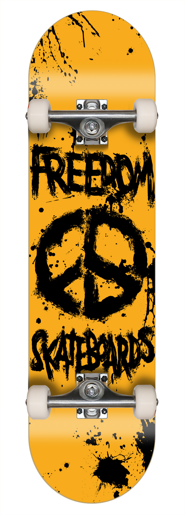 Freedom Peace Paint Orange Kids-Skateboard 7.3