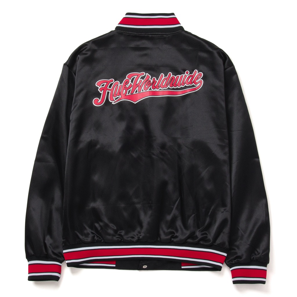 HUF Crackerjack Satin Baseball Jacke - black L