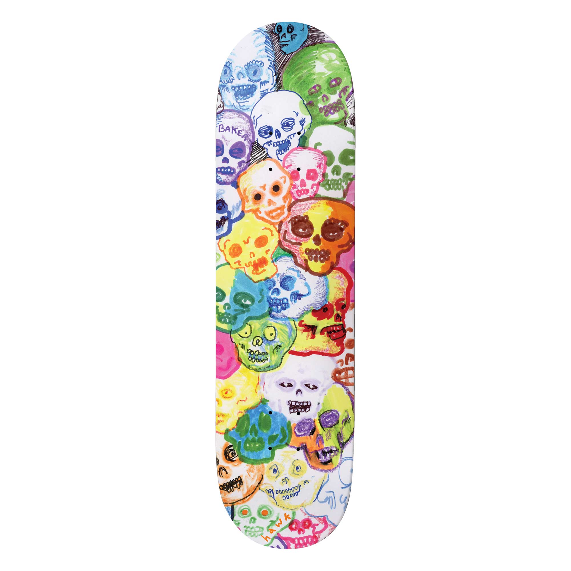 BAKER Deck RAINBOW SKULLS RH 8.0, rainbow 8.0