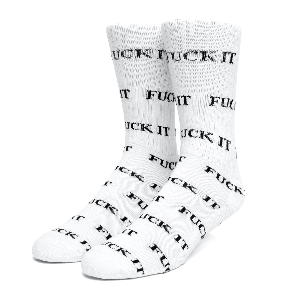 HUF Fuck It Socken - white