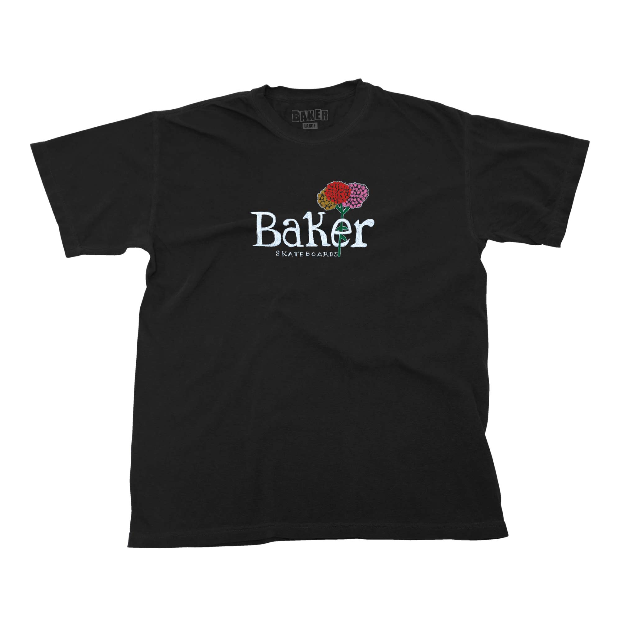 BAKER T-Shirt FLEURS, black wash XXL