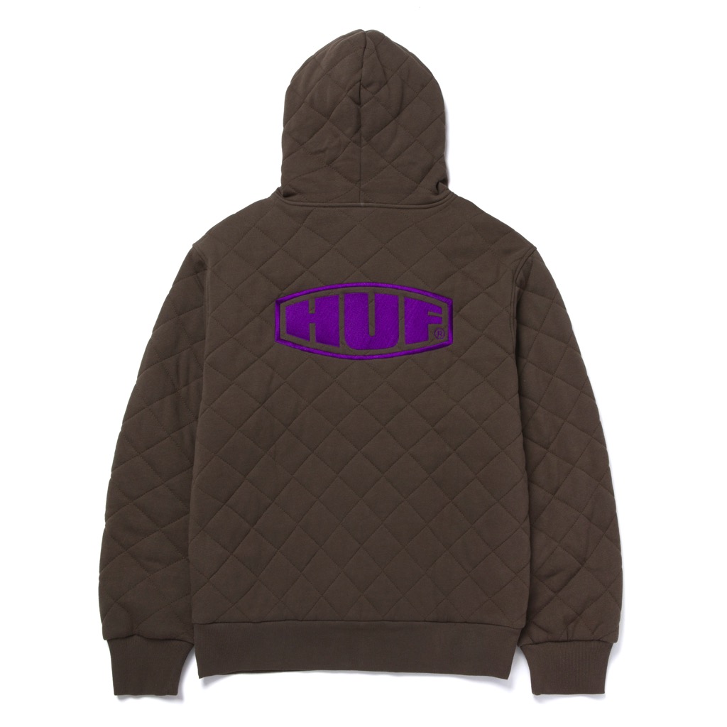 HUF Workman Quilted Full Zip - chocolate L