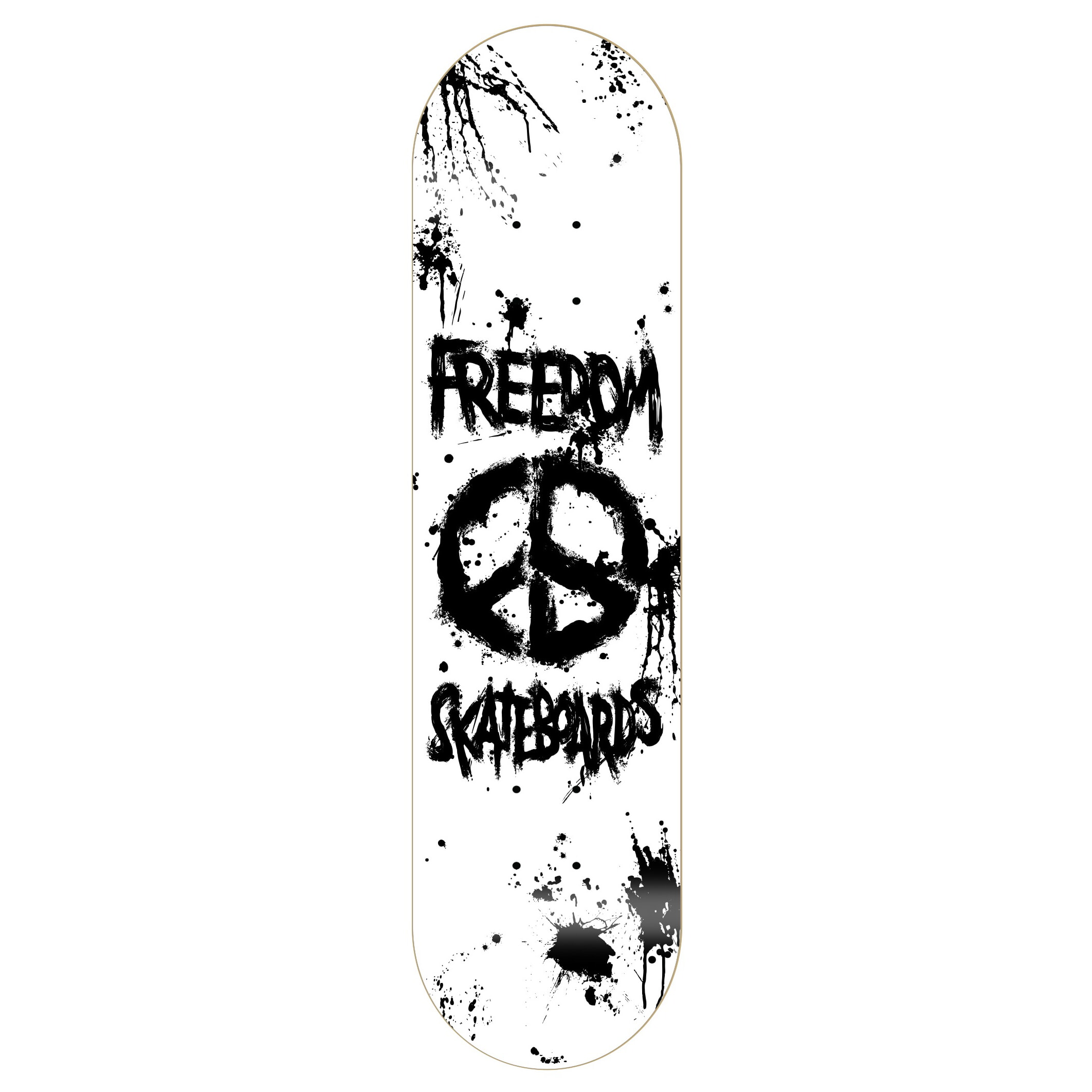 Freedom Peace Paint White Skateboard Deck 8.12