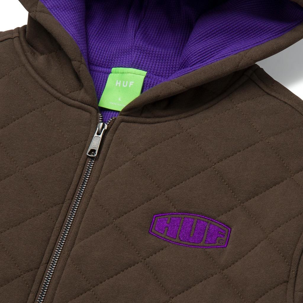 HUF Workman Quilted Full Zip - chocolate L