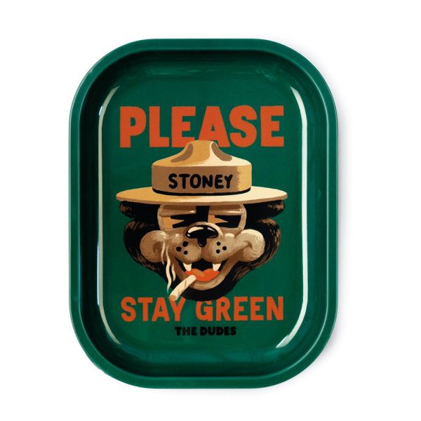 The Dudes Stay Green Rolling Tray - bottle green