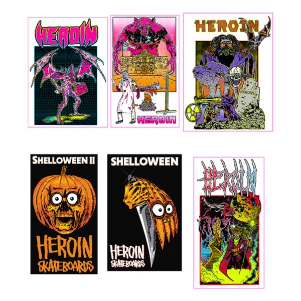 HEROIN Sticker SHELLOWEEN 12PK, assorted